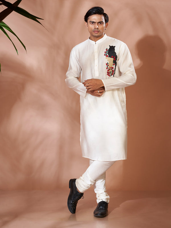 Elegant Off-White Cotton Silk Kurta Set