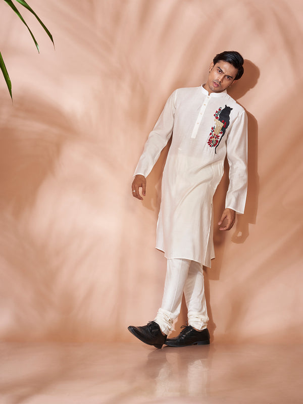 Elegant Off-White Cotton Silk Kurta Set