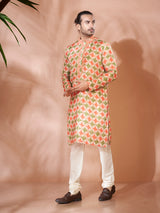 Multicolour Cotton Silk Kurta Set