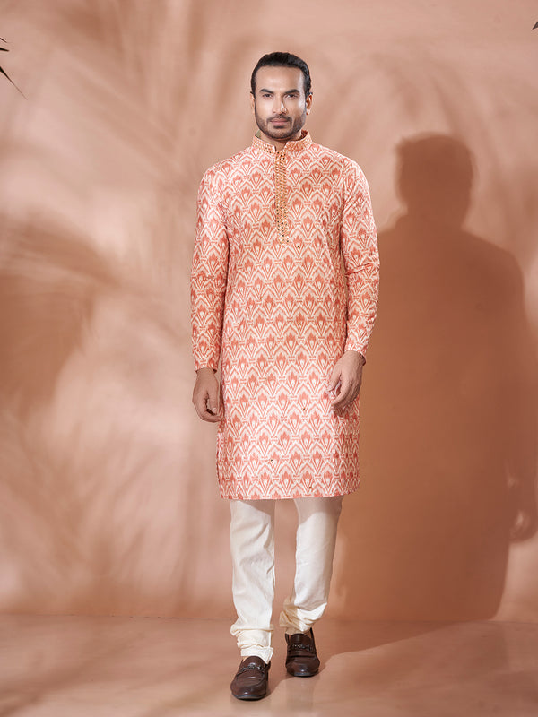 Vibrant Orange Cotton Kurta Set