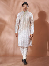 Royal Off-White Cotton Silk Kurta Set