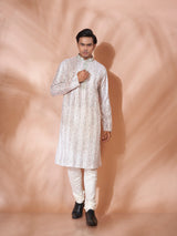 Royal Off-White Cotton Silk Kurta Set