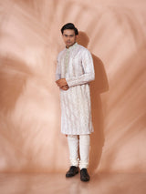 Royal Off-White Cotton Silk Kurta Set