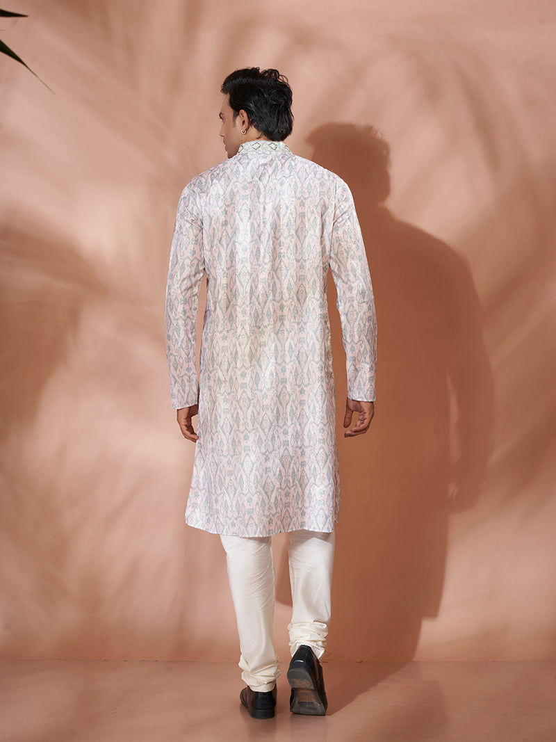 Royal Off-White Cotton Silk Kurta Set