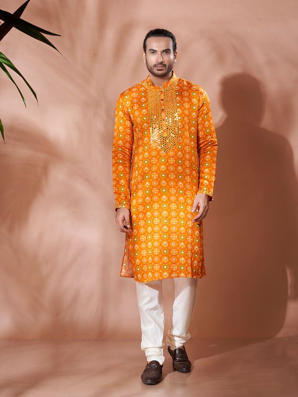 Regal Mustard Cotton Silk Kurta Set