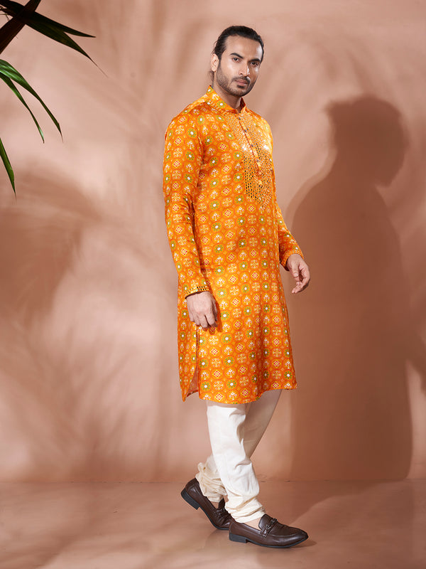 Regal Mustard Cotton Silk Kurta Set