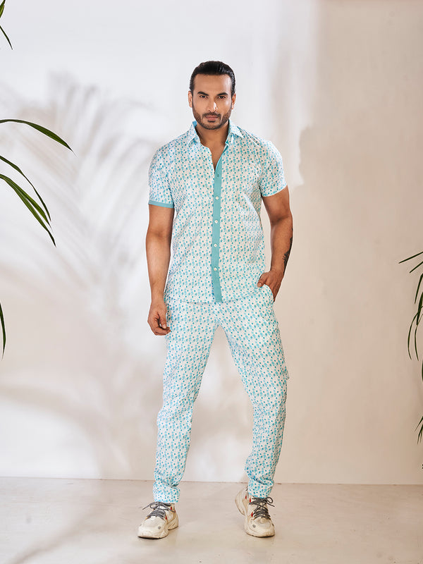 Soft Light Blue Cotton Pant Set