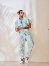 Soft Light Blue Cotton Pant Set