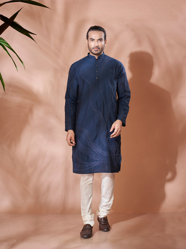 Navy Blue Classic Cotton Kurta Set