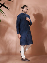 Navy Blue Classic Cotton Kurta Set