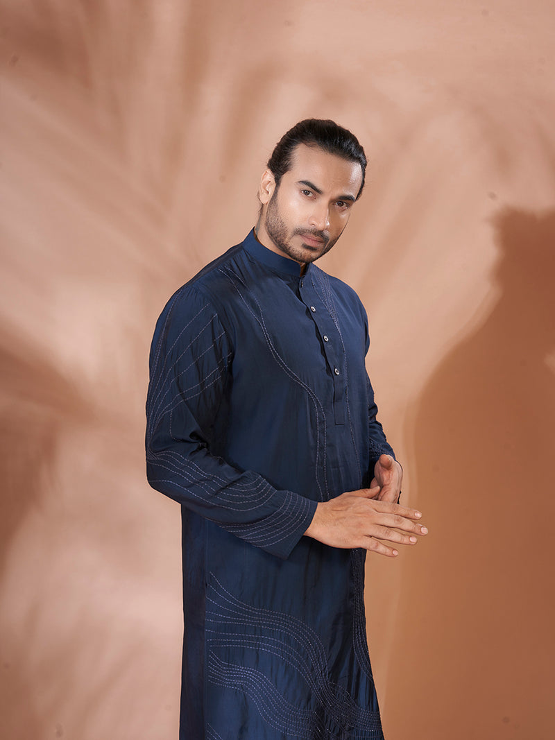 Navy Blue Classic Cotton Kurta Set