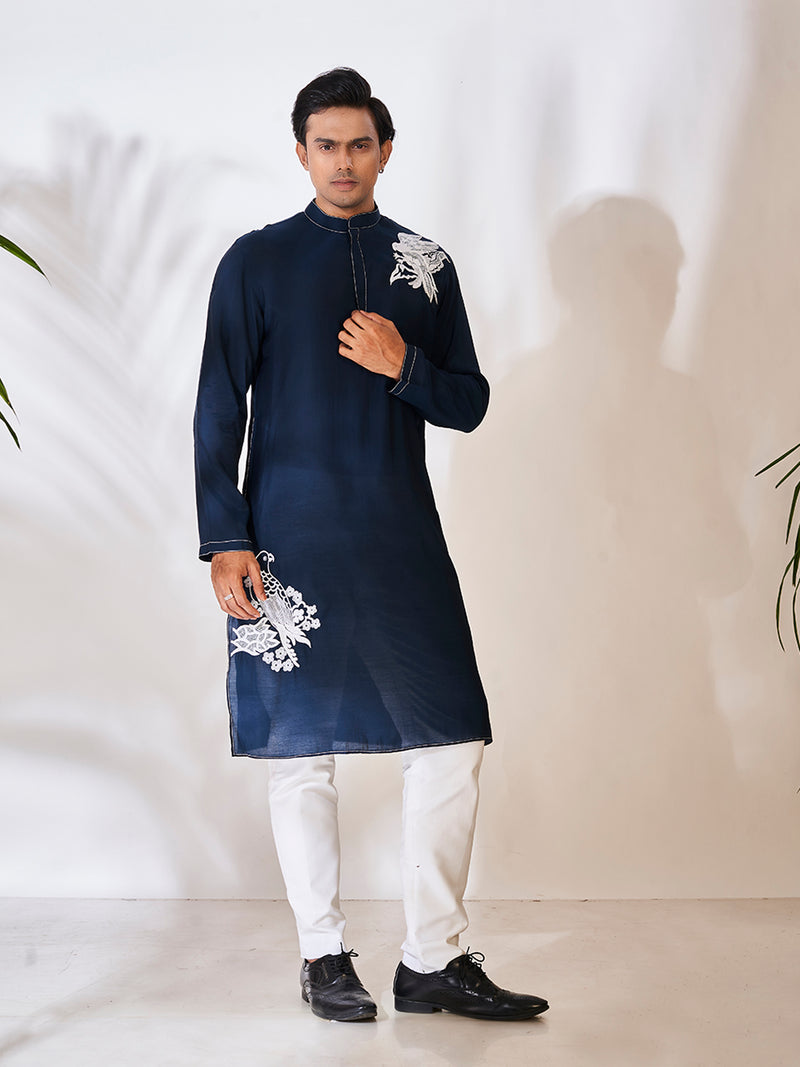 Deep Navy Blue Cotton Kurta Set