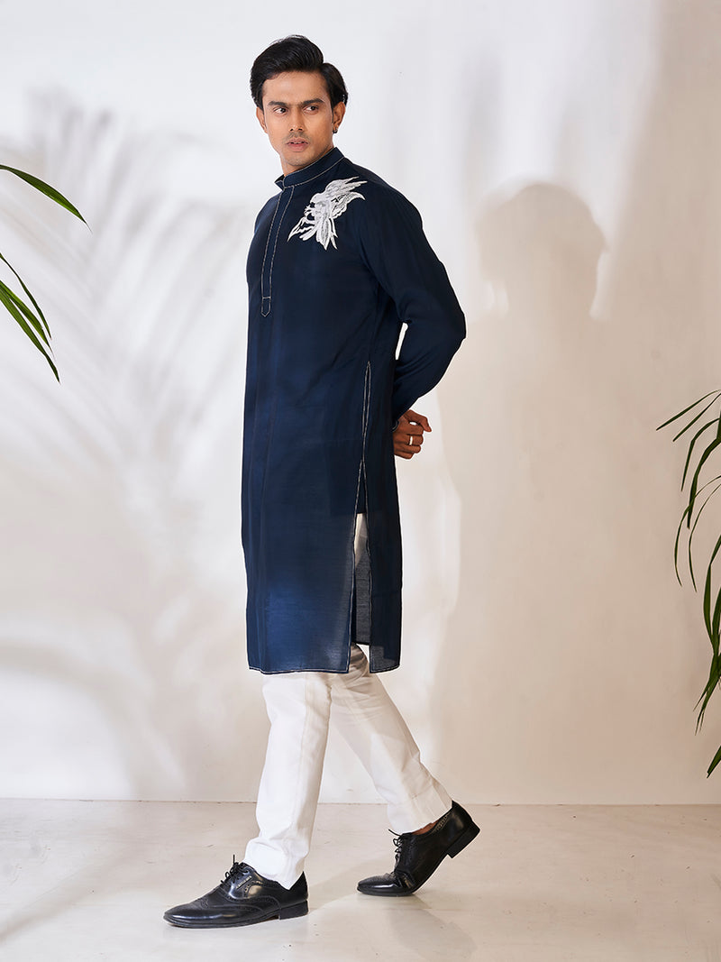 Deep Navy Blue Cotton Kurta Set