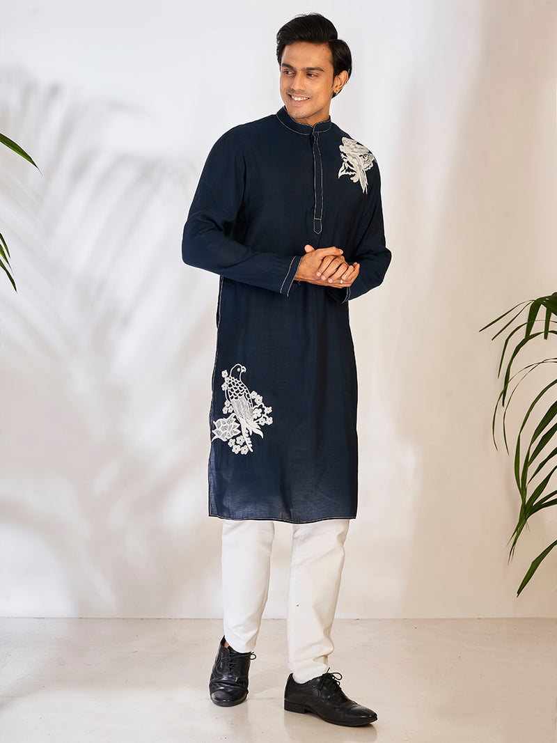 Deep Navy Blue Cotton Kurta Set