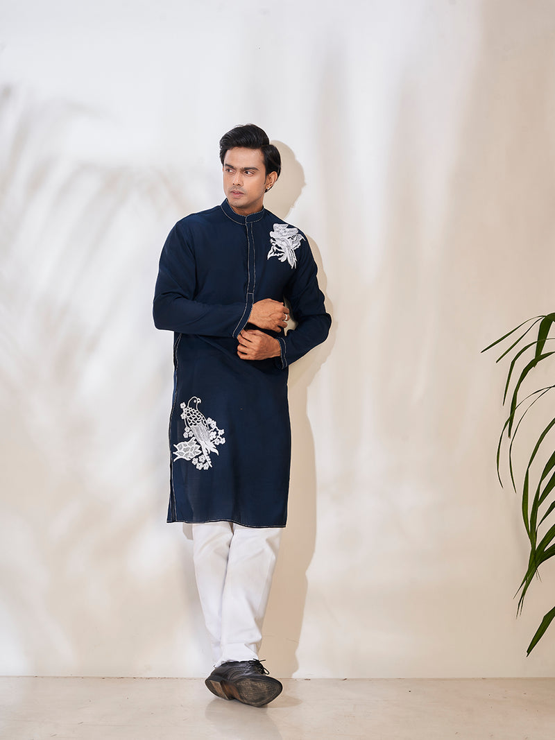 Deep Navy Blue Cotton Kurta Set