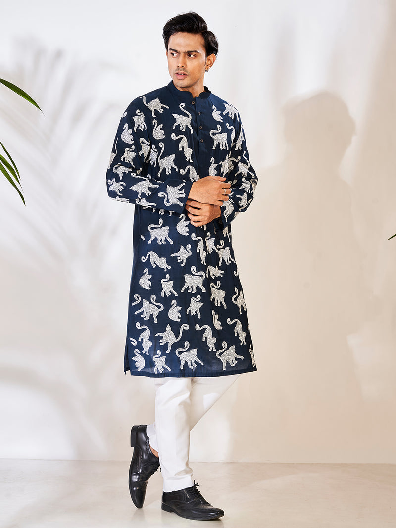 Rich Navy Blue Cotton Kurta Set