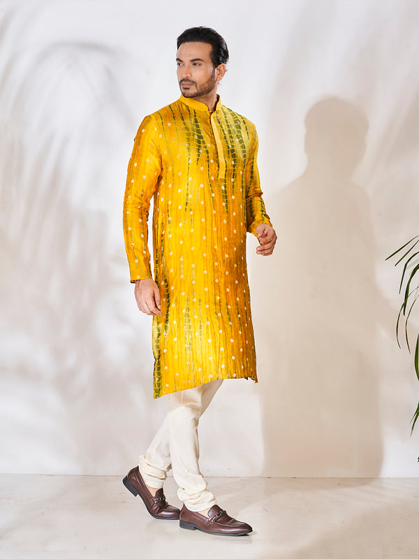 Sunshine Yellow Cotton Silk Kurta Set