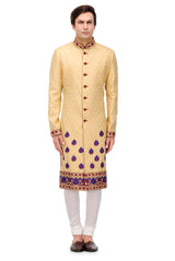 Men's  Wear Sherwani In Beige Color