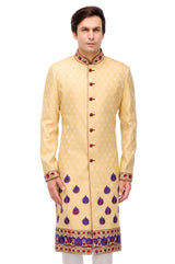Men's  Wear Sherwani In Beige Color