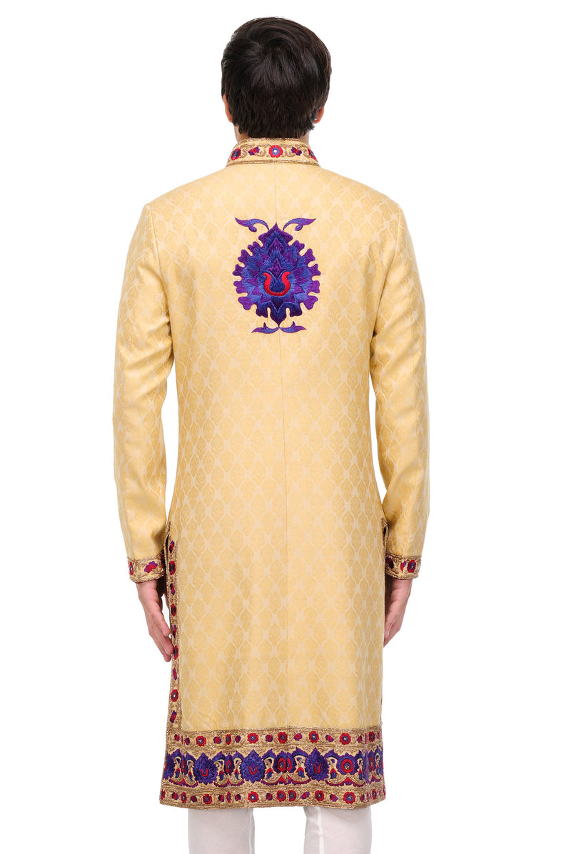 Men's  Wear Sherwani In Beige Color