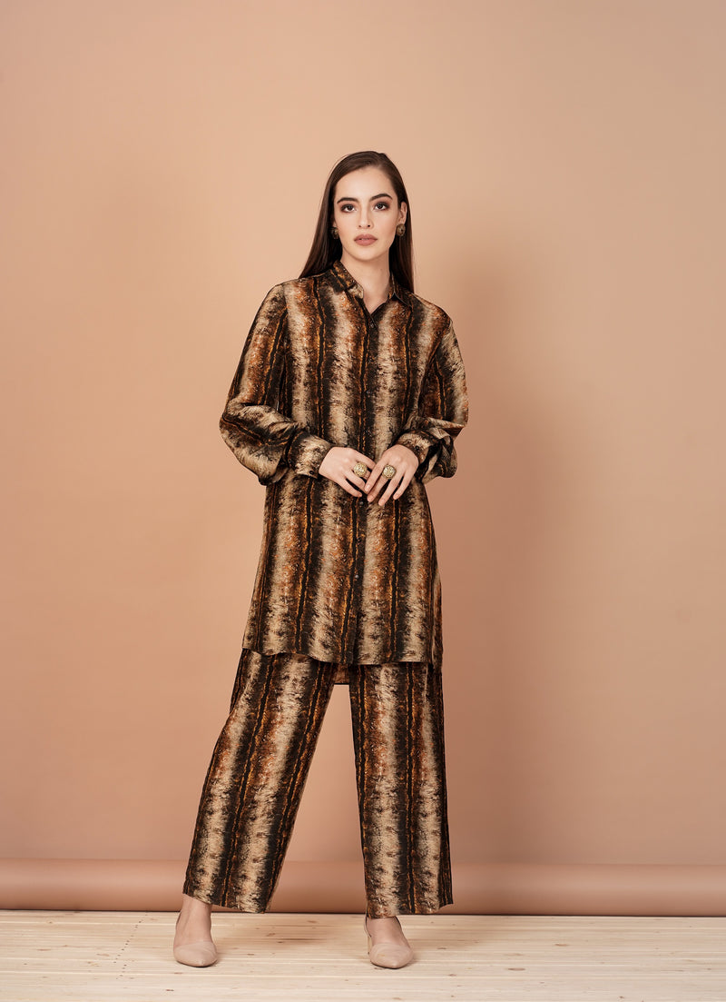 Indo Western Dress In Brown Colour