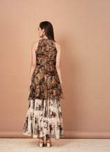 Party Wear Sharara Suit In Brown Colour