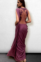Party/ Evening/ Casual Embroidery Work Saree In Mauve Color