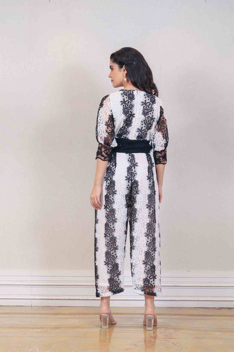 Designer Black and white colour jumpsuit sasyafashion