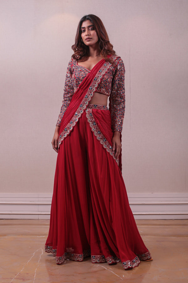 Designer Drape Saree & Blouse Outfit sasyafashion