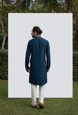 NAVY BLUE HEAVY MIRROR KURTA SET sasyafashion