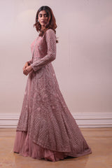 Designer Peach Embellished Gown sasyafashion
