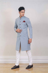 Indo Western For Men In Grey Colour sasyafashion