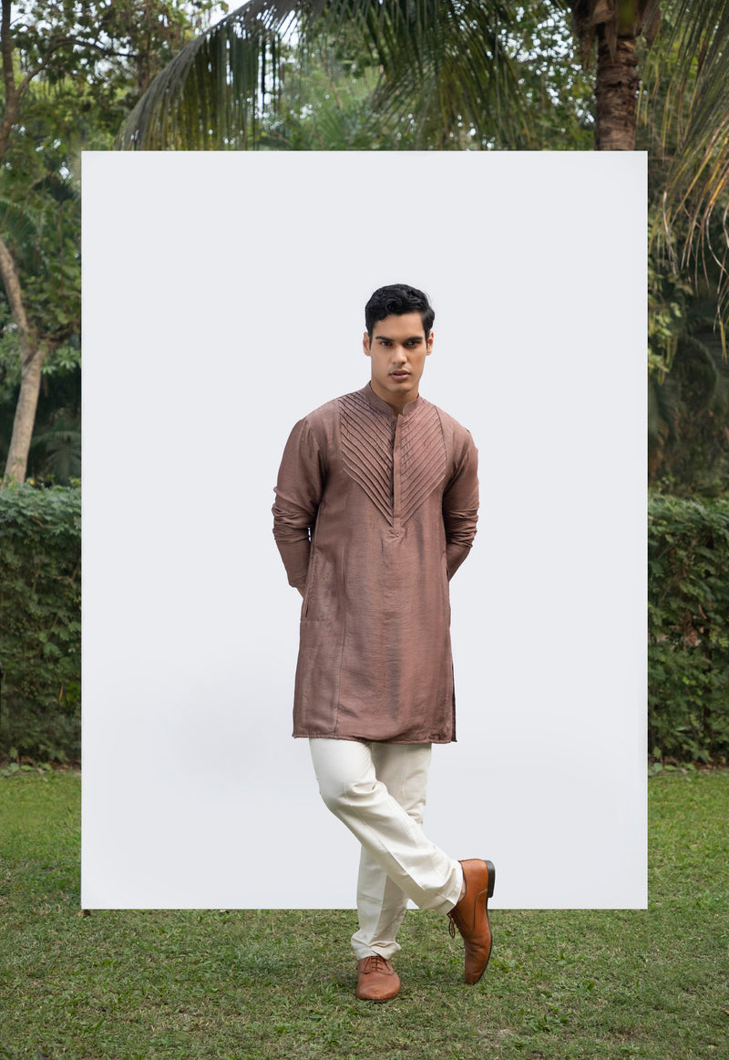 BROWN PINTUCK KURTA SET sasyafashion