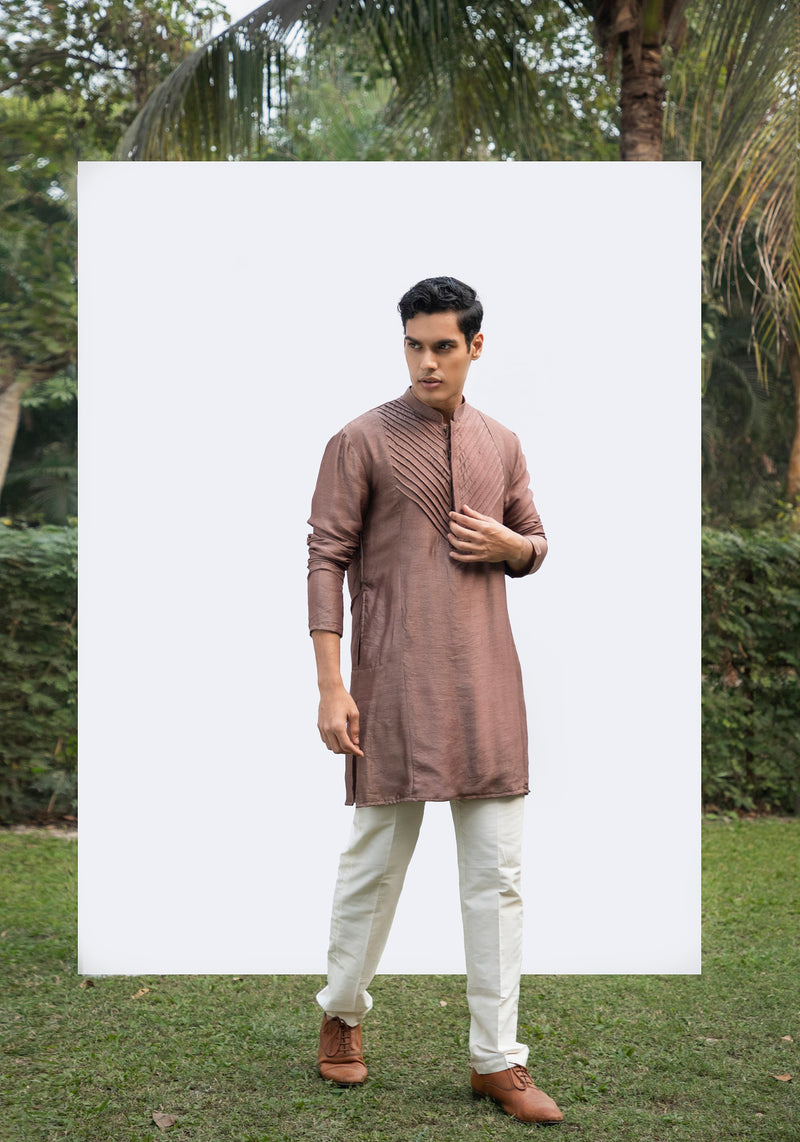 BROWN PINTUCK KURTA SET sasyafashion