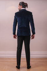Designer Purssian Blue Blazer Set on Pintext Sequins Italian Fabric sasyafashion