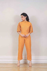 Designer Yellow ochre colour jumpsuit sasyafashion