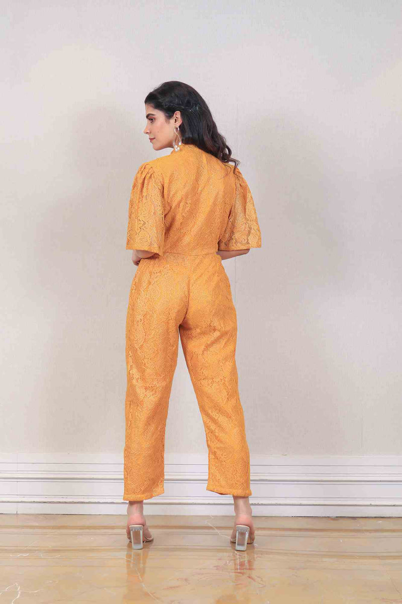 Designer Yellow ochre colour jumpsuit sasyafashion