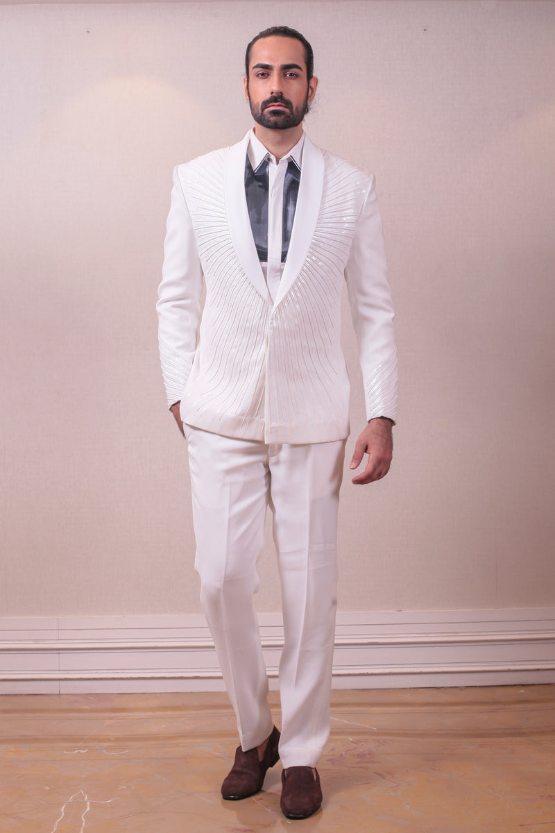 White Contrast-cuff wool-blend suit trousers | Gucci | MATCHES UK