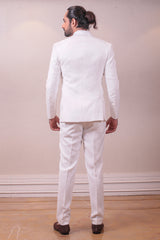 Designer White Tuxedo With Intricate Kardana Sequins work Shirt & Trousers sasyafashion