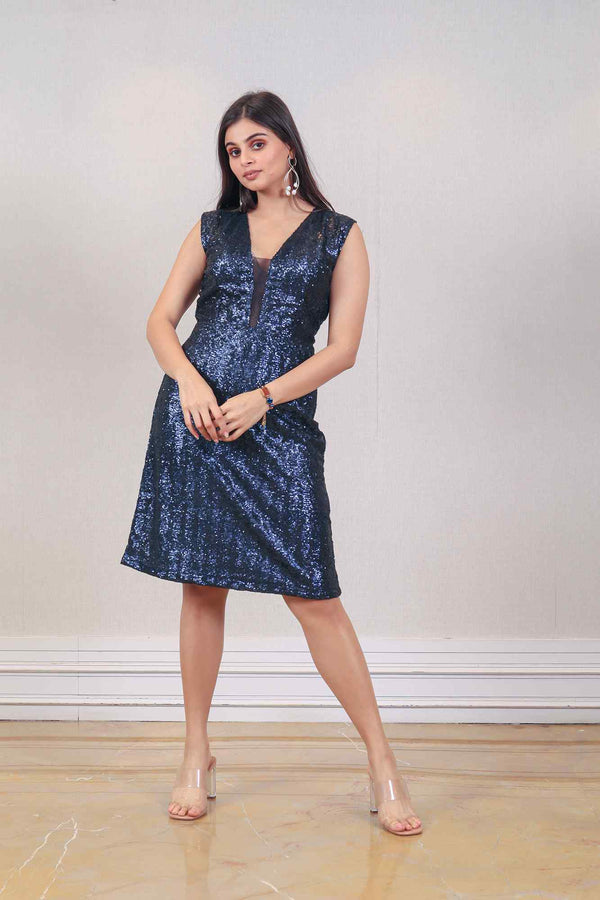 Designer Navy blue colour Dress sasyafashion