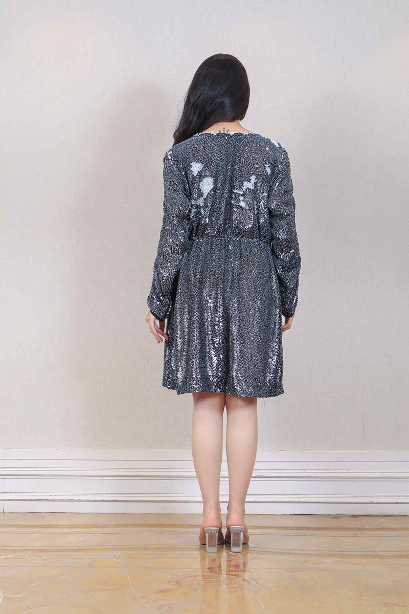 Designer Charcoal gray colour Dress sasyafashion