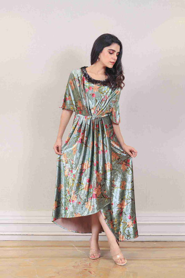 Designer Pista green colour Gown sasyafashion