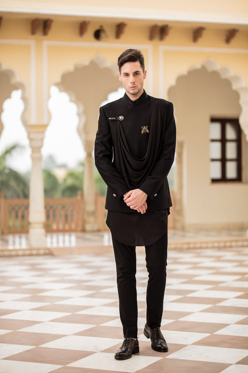 Indo Western Dress For Men Black RKL-RBZ-22-2214 Men Reception Dress –  iBuyFromIndia