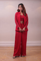 Designer Red Pantsuit set with tank top sasyafashion