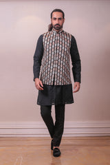 Designer Silver Golden Zari Work on Pure Silk Jacket with Raw Silk Kurta Set Hand Embodded sasyafashion