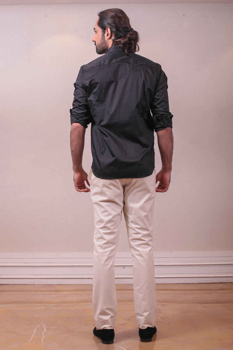 Designer Black Cotton Shirt with Handpainted Design sasyafashion