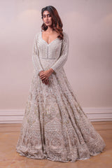 Designer White Gown Net Embedded sasyafashion