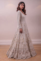 Designer White Gown Net Embedded sasyafashion