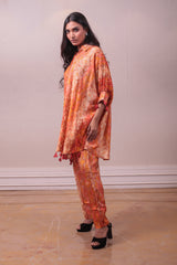 Designer Orange Art Silk Kurti Tunic Set sasyafashion