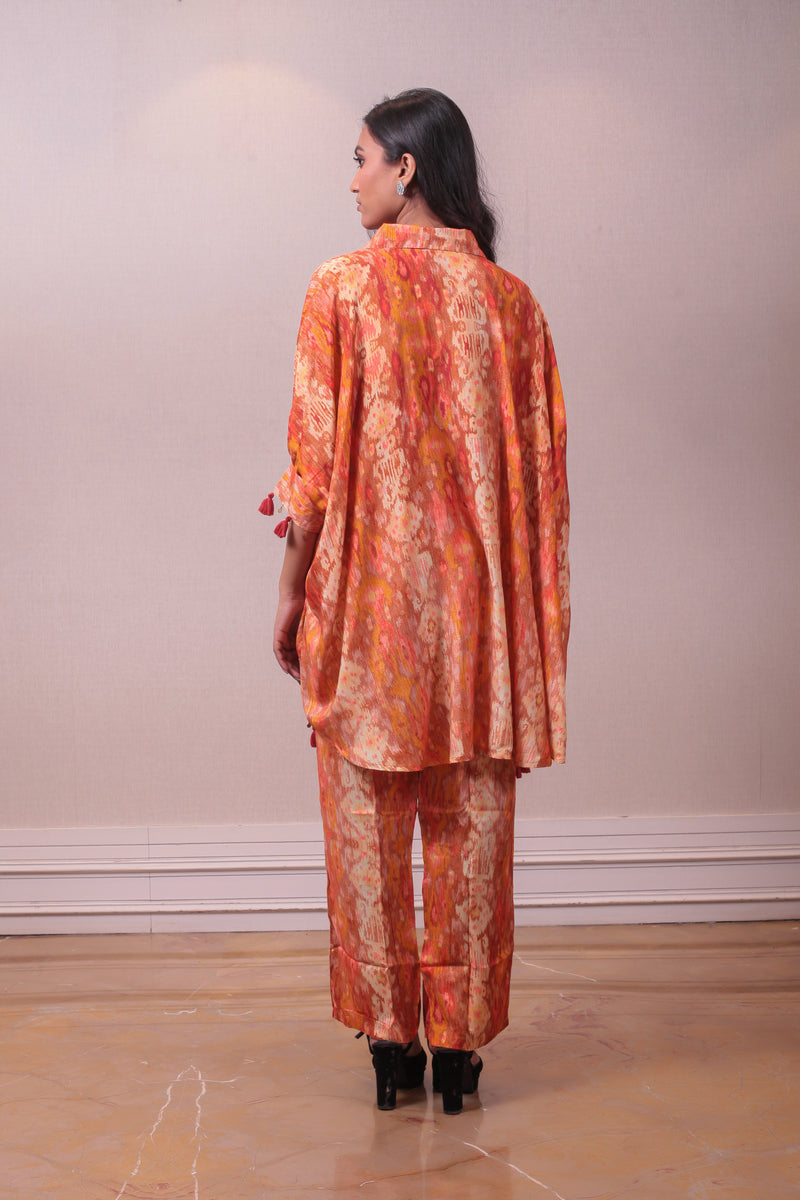 Designer Orange Art Silk Kurti Tunic Set sasyafashion
